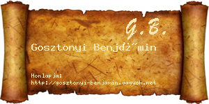 Gosztonyi Benjámin névjegykártya
